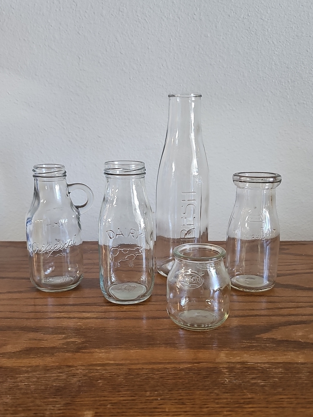 Clear Glass Milk Bottle and Jar Set - Transparent Tote 7